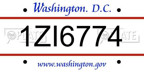 1ZI6774 District Of Columbia License Plate