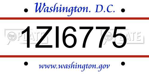 1ZI6775 District Of Columbia License Plate