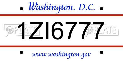 1ZI6777 District Of Columbia License Plate