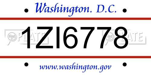 1ZI6778 District Of Columbia License Plate