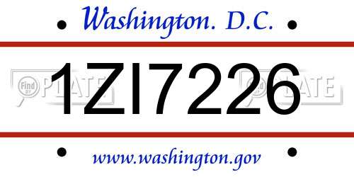 1ZI7226 District Of Columbia License Plate