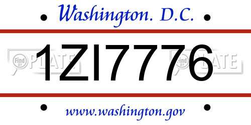 1ZI7776 District Of Columbia License Plate
