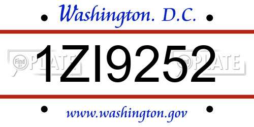 1ZI9252 District Of Columbia License Plate