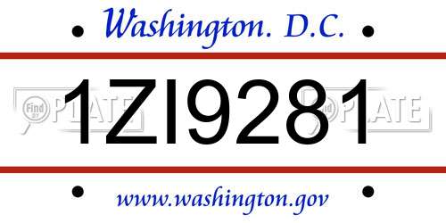 1ZI9281 District Of Columbia License Plate