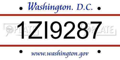 1ZI9287 District Of Columbia License Plate