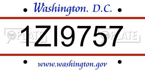 1ZI9757 District Of Columbia License Plate