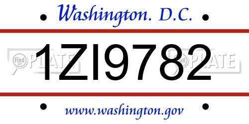 1ZI9782 District Of Columbia License Plate