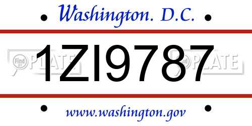 1ZI9787 District Of Columbia License Plate