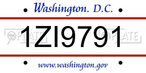 1ZI9791 District Of Columbia License Plate