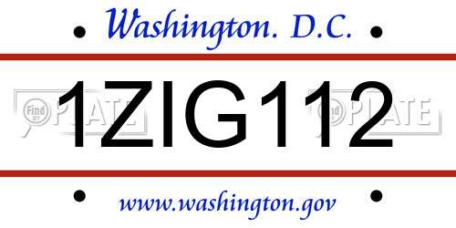 1ZIG112 District Of Columbia License Plate