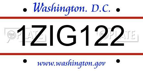 1ZIG122 District Of Columbia License Plate