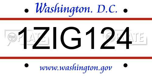 1ZIG124 District Of Columbia License Plate