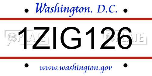 1ZIG126 District Of Columbia License Plate