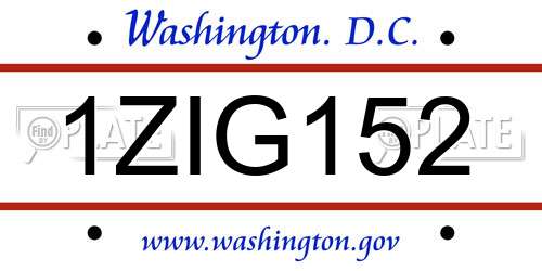 1ZIG152 District Of Columbia License Plate
