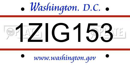 1ZIG153 District Of Columbia License Plate