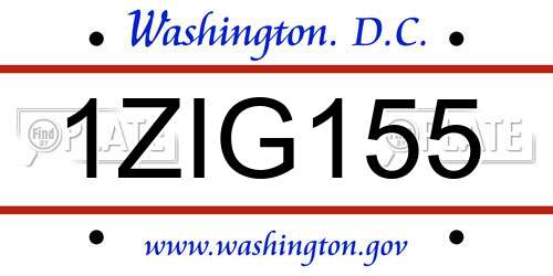 1ZIG155 District Of Columbia License Plate