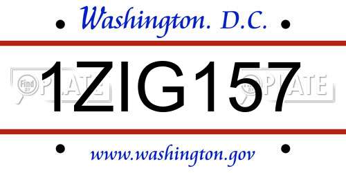 1ZIG157 District Of Columbia License Plate