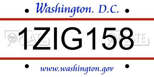 1ZIG158 District Of Columbia License Plate