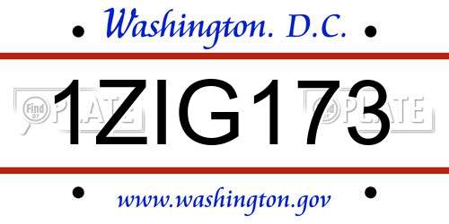 1ZIG173 District Of Columbia License Plate