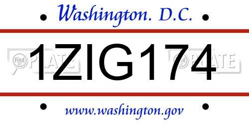 1ZIG174 District Of Columbia License Plate