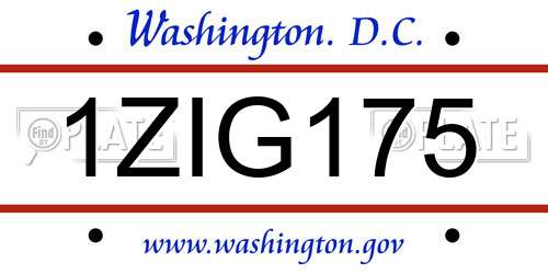 1ZIG175 District Of Columbia License Plate
