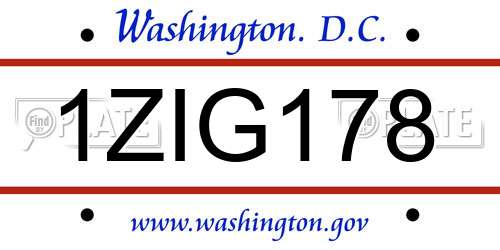 1ZIG178 District Of Columbia License Plate