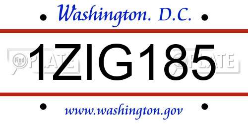 1ZIG185 District Of Columbia License Plate