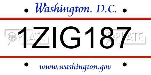 1ZIG187 District Of Columbia License Plate