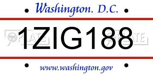 1ZIG188 District Of Columbia License Plate