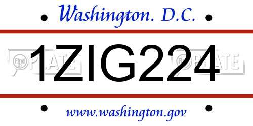 1ZIG224 District Of Columbia License Plate