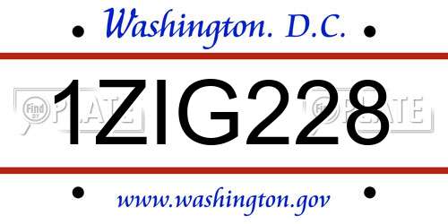 1ZIG228 District Of Columbia License Plate