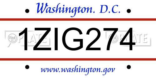 1ZIG274 District Of Columbia License Plate