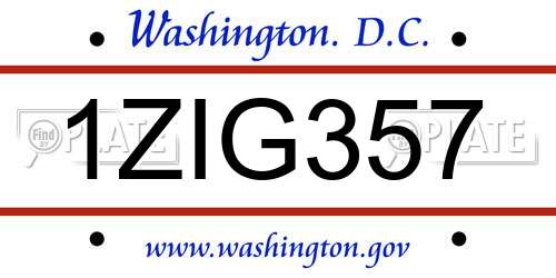 1ZIG357 District Of Columbia License Plate