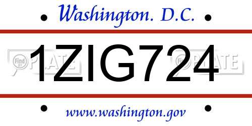 1ZIG724 District Of Columbia License Plate