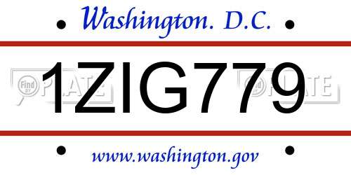 1ZIG779 District Of Columbia License Plate