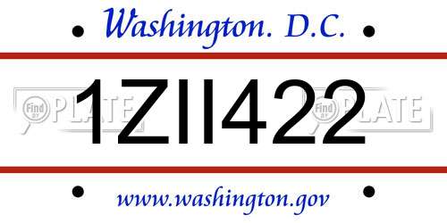 1ZII422 District Of Columbia License Plate