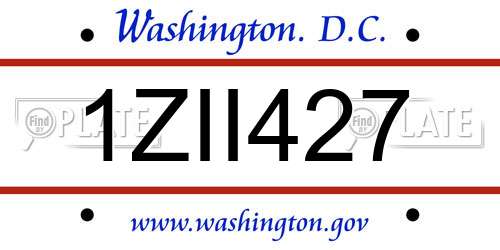 1ZII427 District Of Columbia License Plate