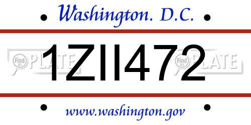 1ZII472 District Of Columbia License Plate