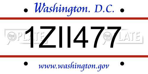 1ZII477 District Of Columbia License Plate