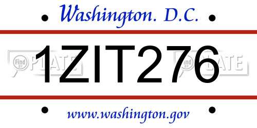 1ZIT276 District Of Columbia License Plate