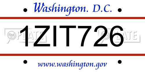 1ZIT726 District Of Columbia License Plate