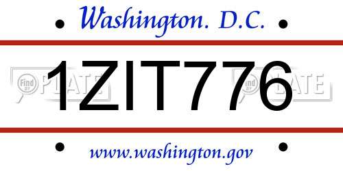 1ZIT776 District Of Columbia License Plate