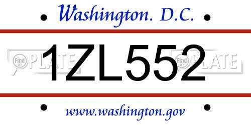 1ZL552 District Of Columbia License Plate