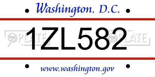 1ZL582 District Of Columbia License Plate