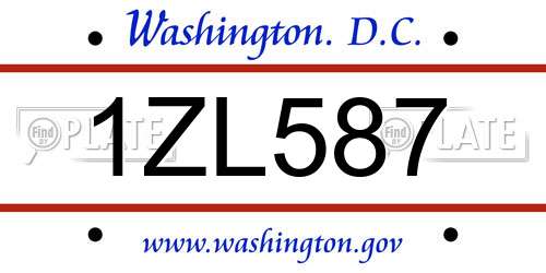 1ZL587 District Of Columbia License Plate