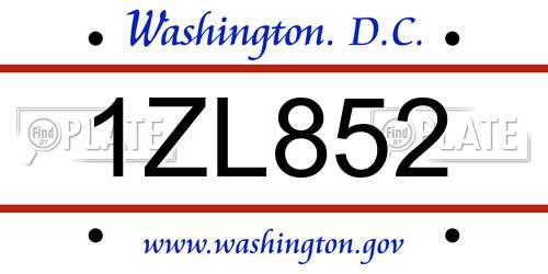 1ZL852 District Of Columbia License Plate