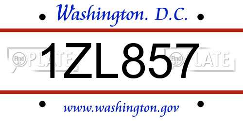 1ZL857 District Of Columbia License Plate