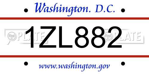 1ZL882 District Of Columbia License Plate
