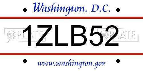 1ZLB52 District Of Columbia License Plate