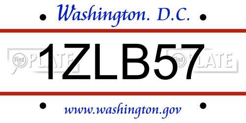 1ZLB57 District Of Columbia License Plate